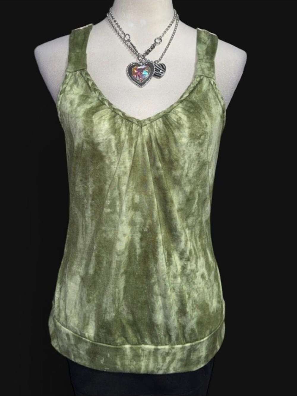 Self Esteem Olive Green Velvet Tank Top